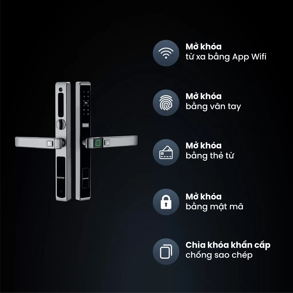 Khóa vân tay cửa nhôm FS6800 BL