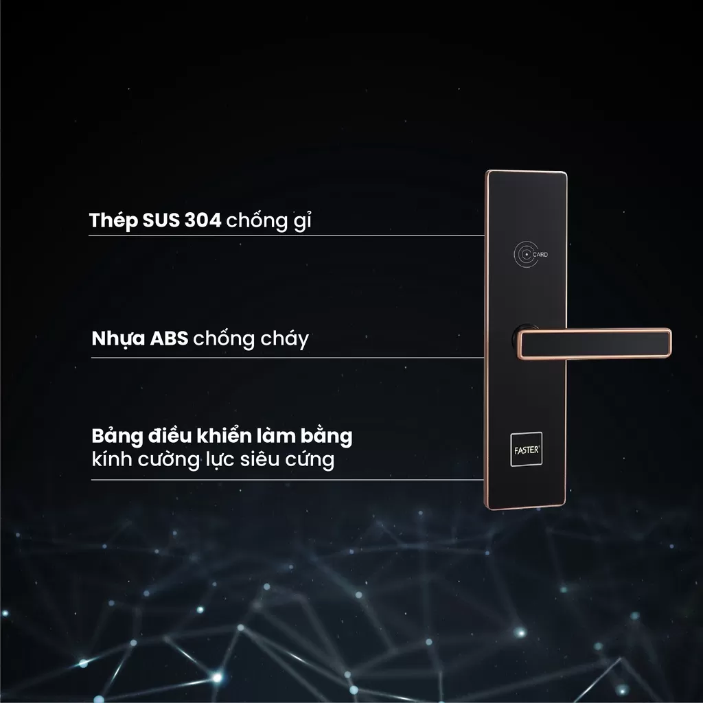 Khóa khách sạn HFS 6080 GL đen viền đồng