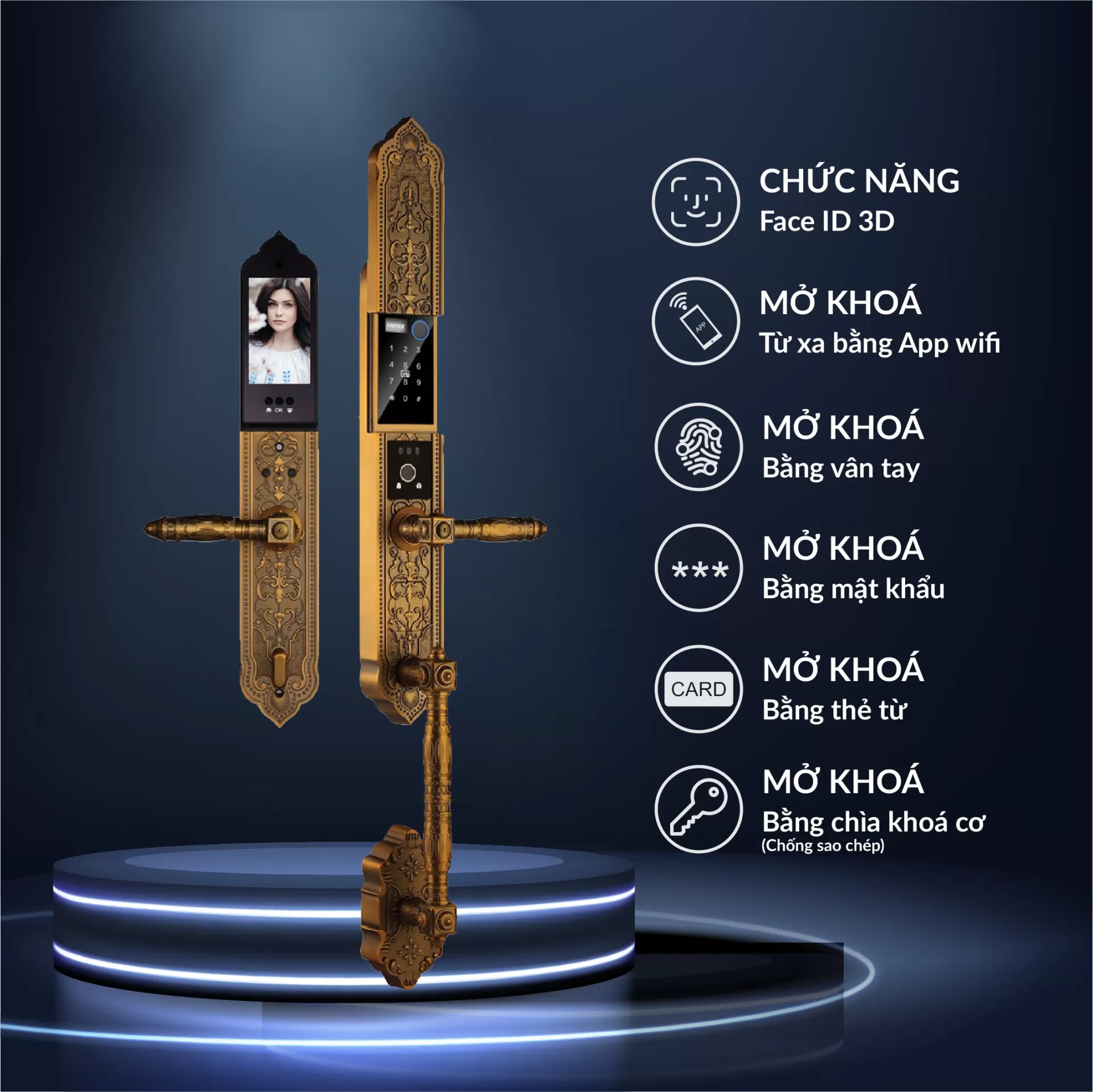 Khóa cửa đại sảnh FS009 GB BRASS