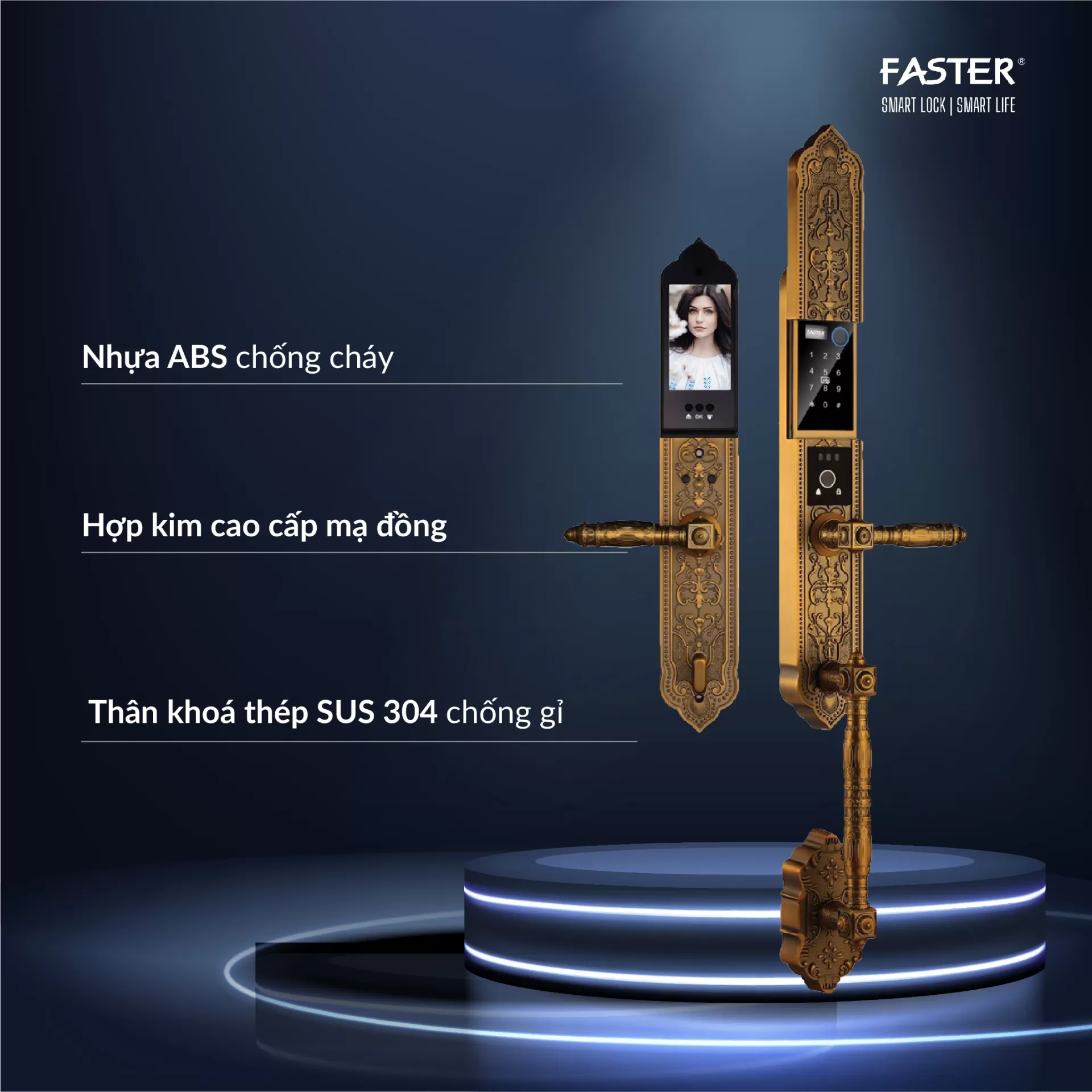 Khóa cửa đại sảnh FS009 GB BRASS
