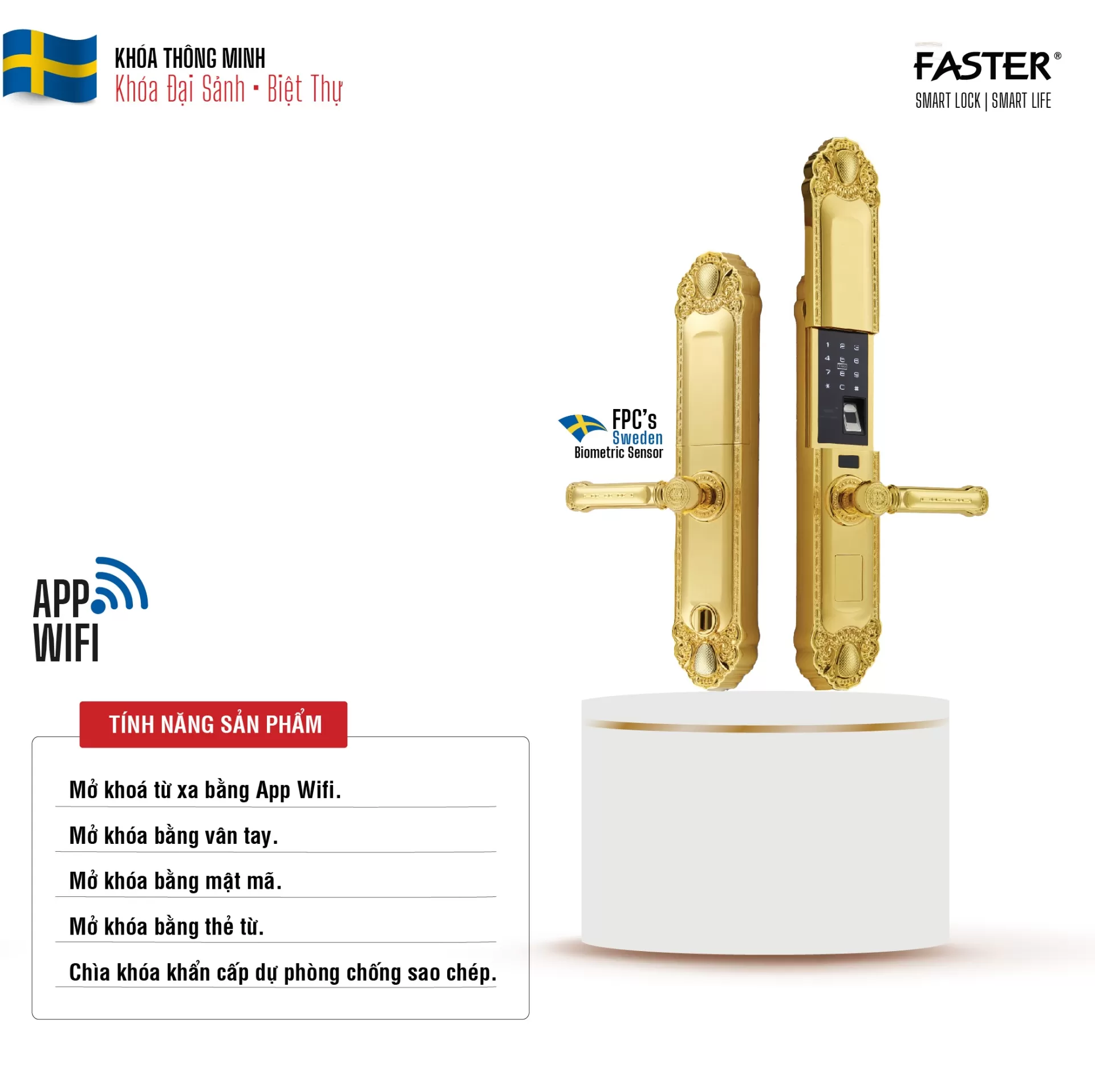 Khóa cửa đại sảnh FS039-1 24K