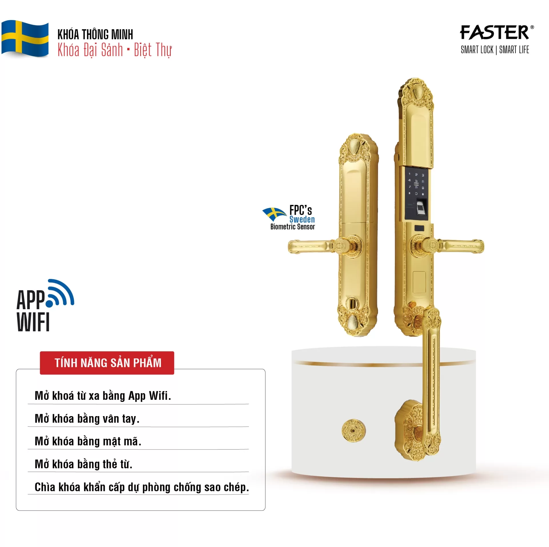 Khóa cửa đại sảnh FS039 24K
