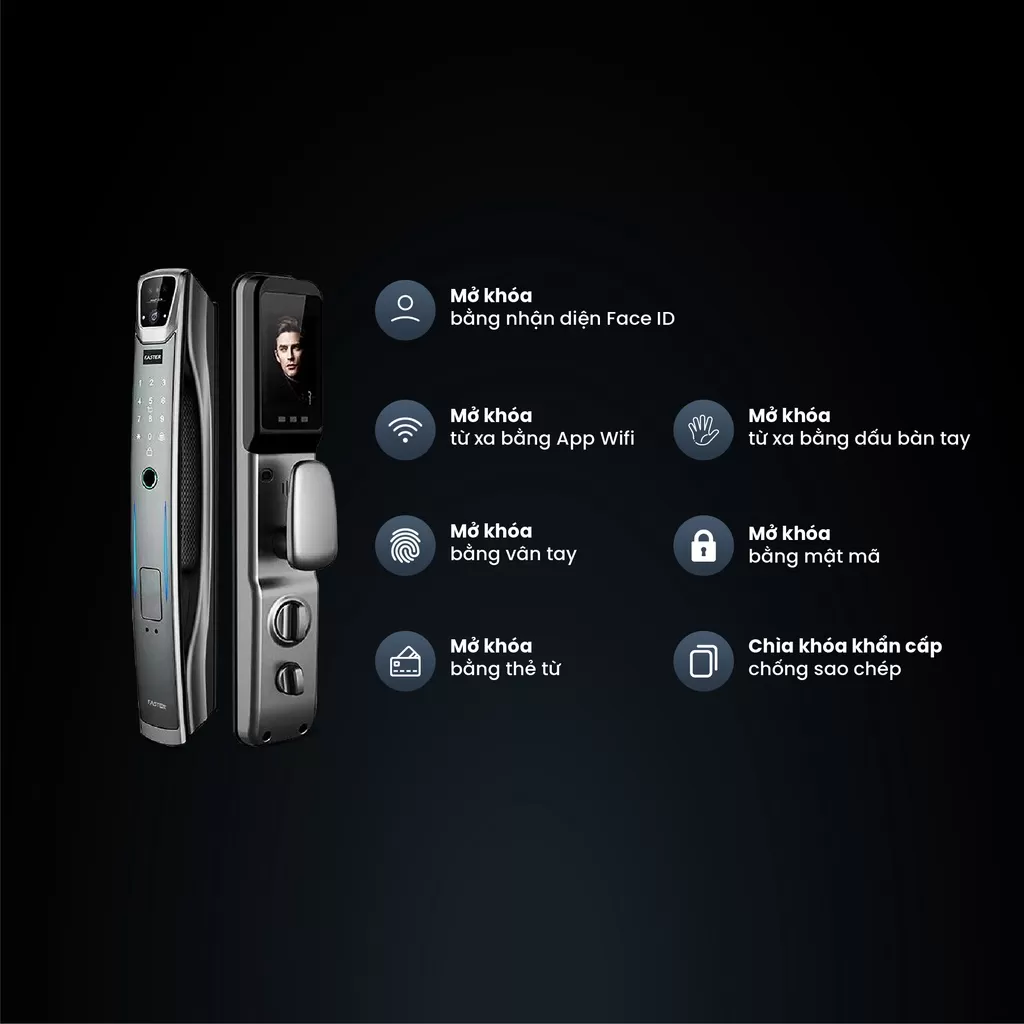 Khóa cửa nhận diện khuôn mặt FS007FD3D-BM