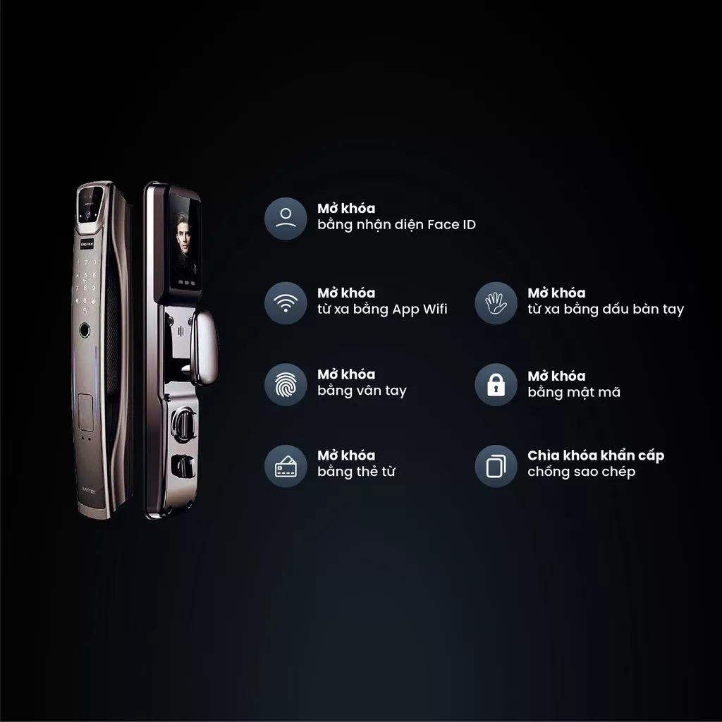 Khóa cửa nhận diện khuôn mặt FS007FD3D-BS Face ID