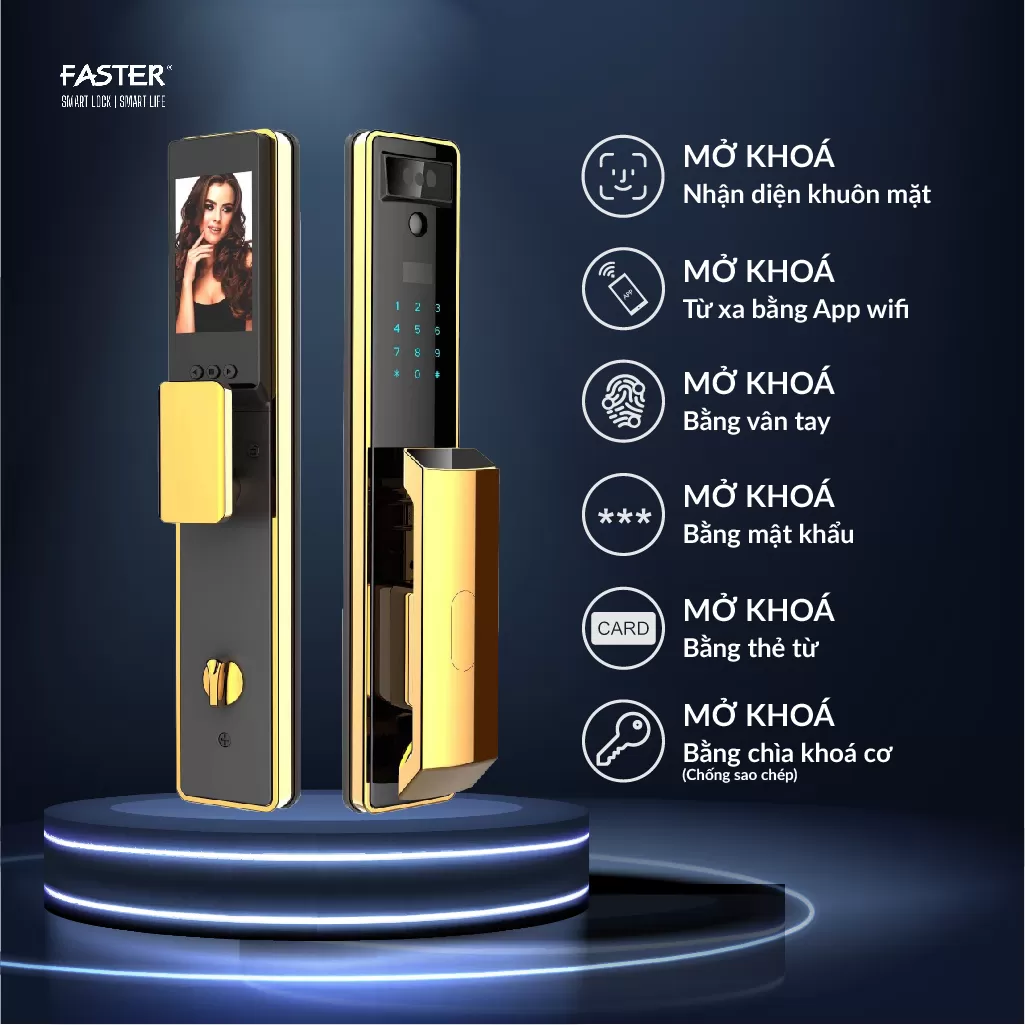 Khóa cửa nhận diện khuôn mặt FS029-24K Face ID