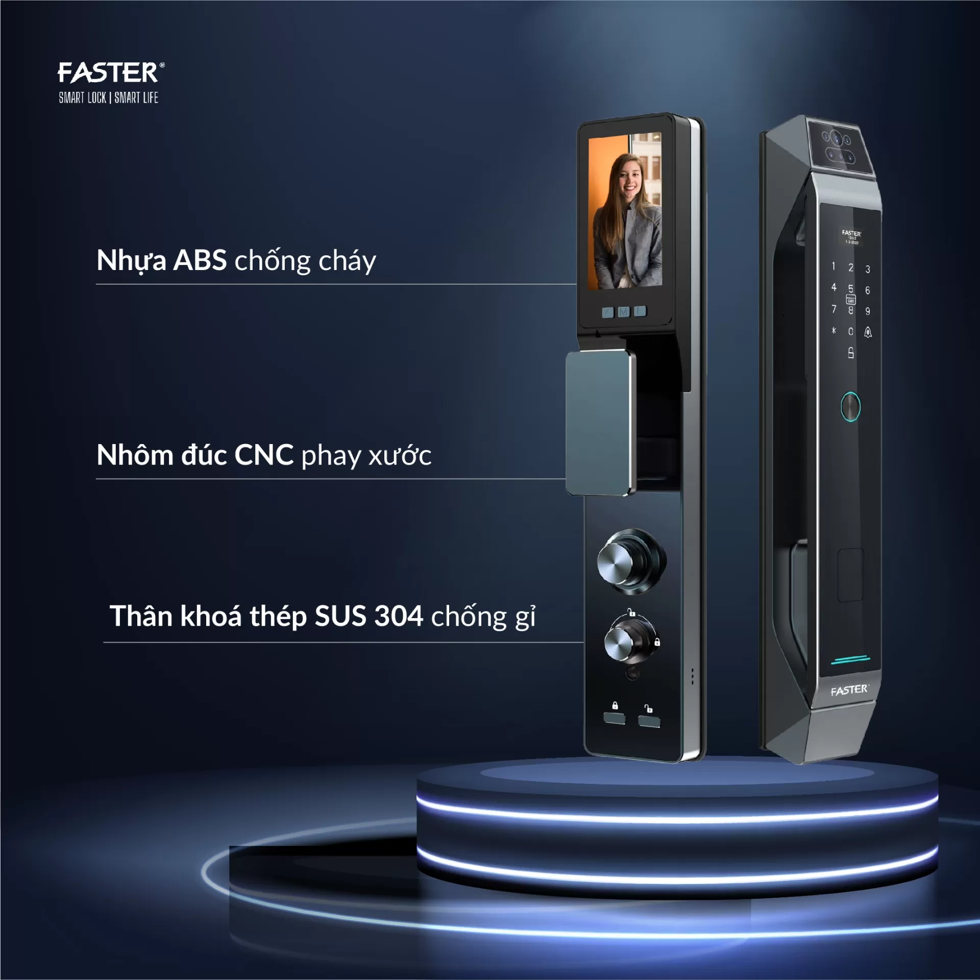Khóa cửa nhận diện khuôn mặt FS868 CNC Face ID