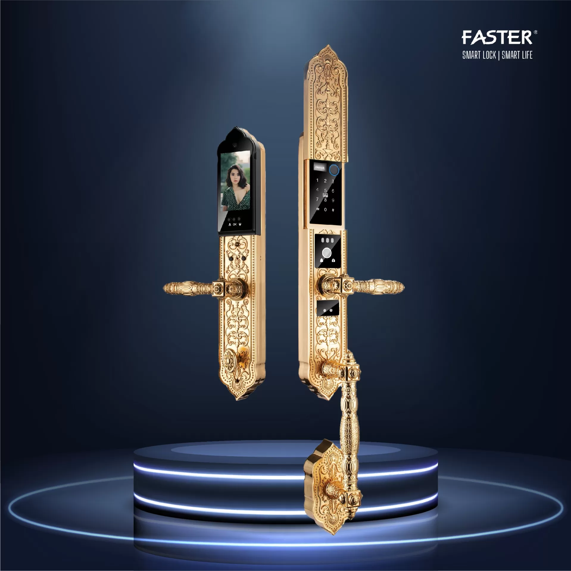Khóa cửa đại sảnh FS009 24K BRASS