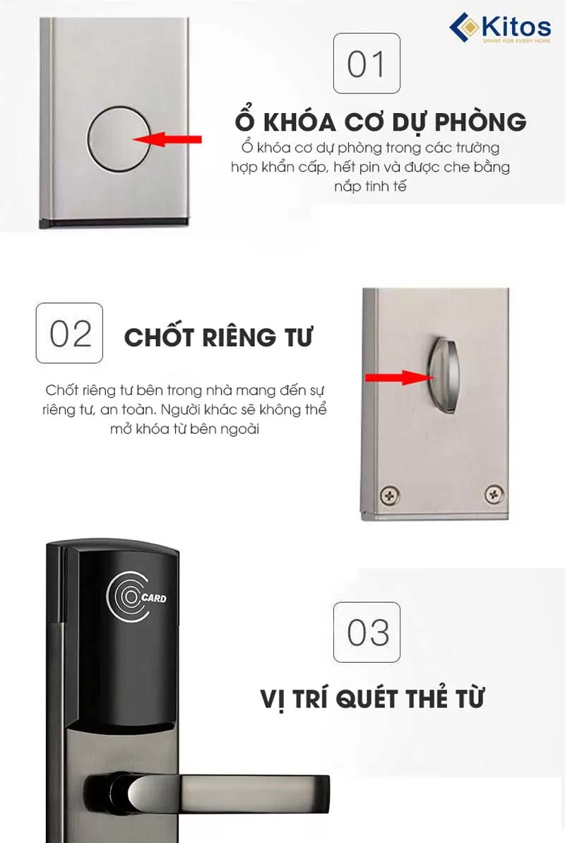 Khóa cửa thẻ từ khách sạn Kitos KC538