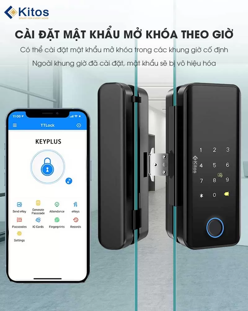 Khóa cửa thông minh cửa kính Kitos KT-GL30 Pro