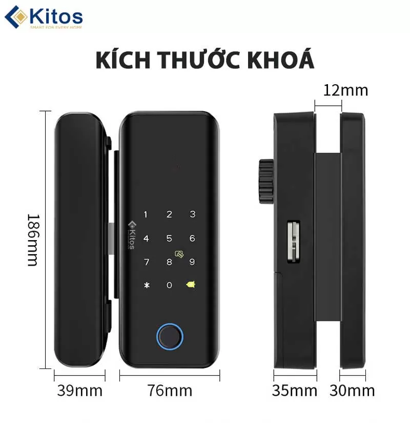 Khóa cửa thông minh cửa kính Kitos KT-GL30 Pro