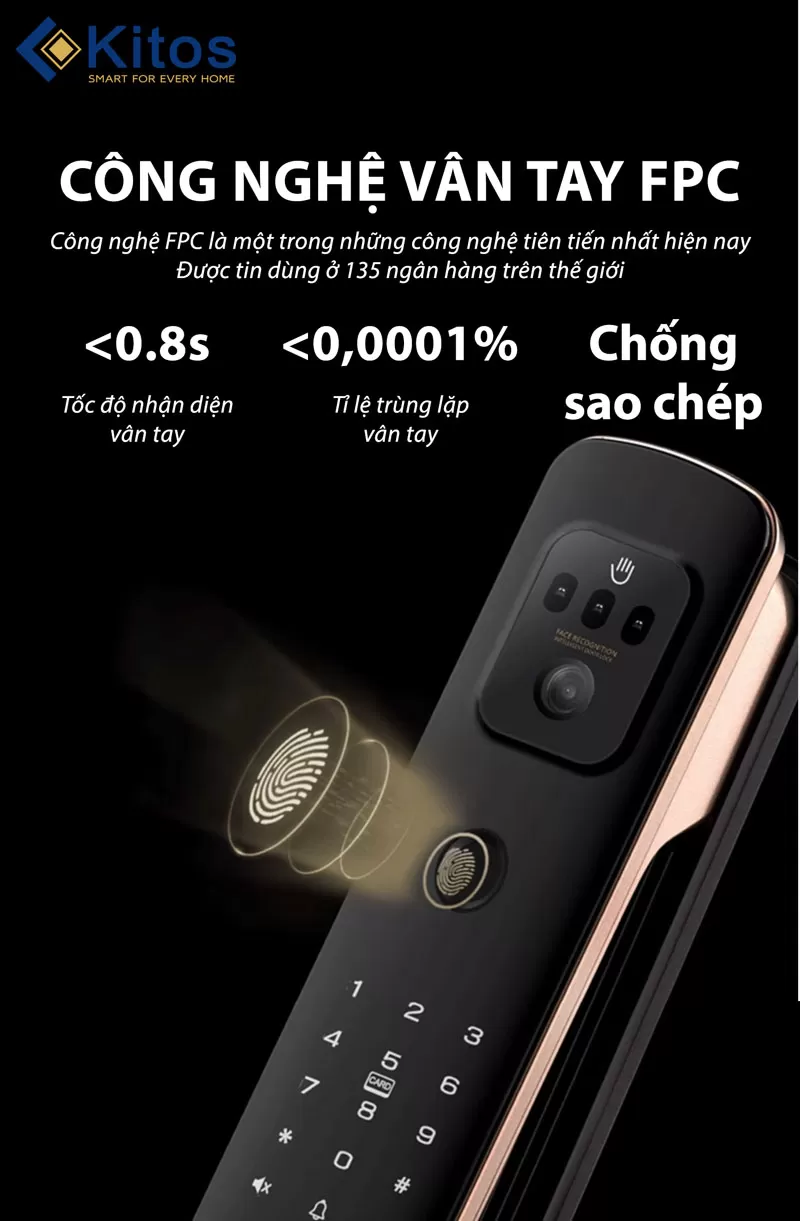 Khóa cửa thông minh Kitos 3D FACE X