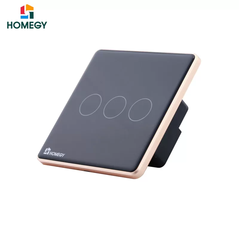 Công tắc cảm ứng Homegy 3 nút kính phẳng