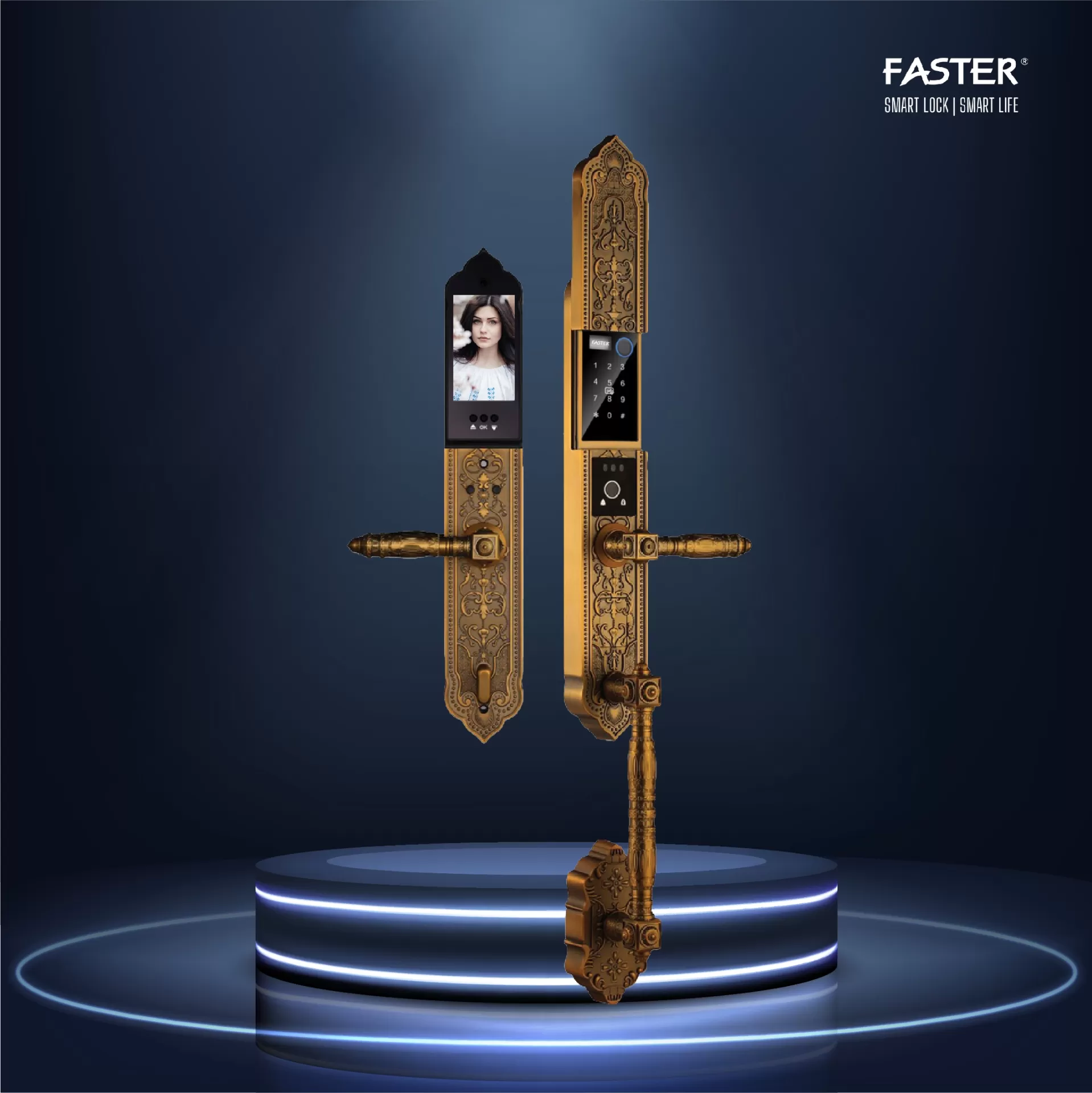 Khóa cửa đại sảnh FS009 GB BRASS