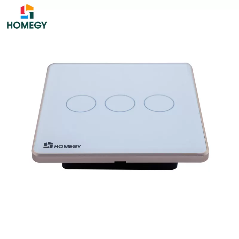 Công tắc cảm ứng Homegy 3 nút kính phẳng